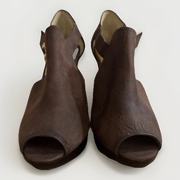 Michael Kors Greenwich open-toe heels 8.5 Suede 4.5” Heel .5” Platform - Picture 2 of 8